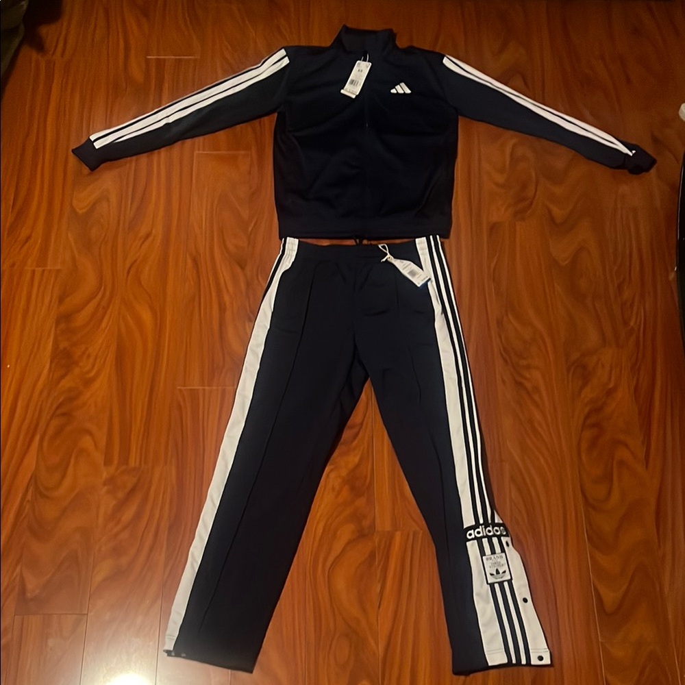 Adidas Dark Blue Tracksuit with White Accents